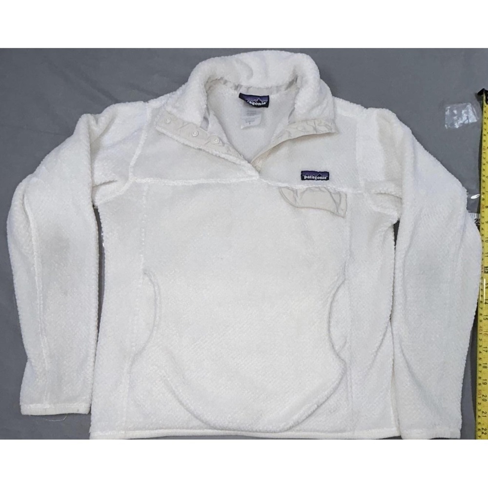 Patagonia Jacket Womens Small White Fleece 1/4 Snap Pullover Hiking Thermal